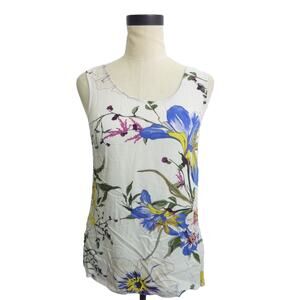 Banana Republic Floral Sleeveless Scoop Neck Blouse XS Light Weight Semi Sheer